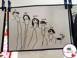 student drawing of family in Sharpie