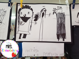 student drawing of family in Sharpie