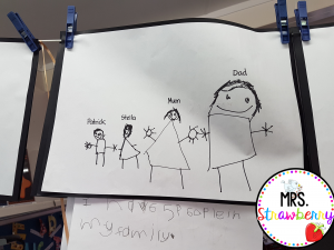 student drawing of family in Sharpie