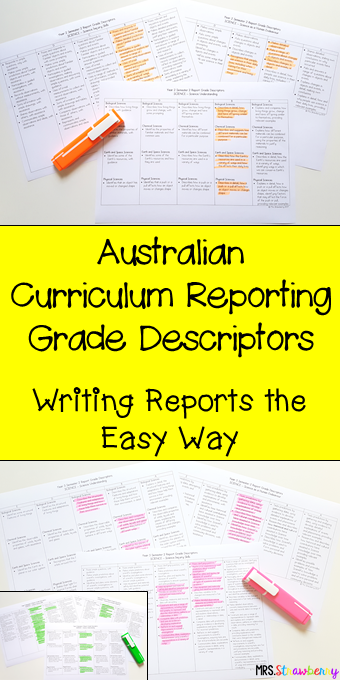 Australian Curriculum Reporting Grade Descriptors - Writing Reports the Easy Way