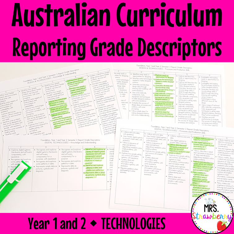 Year 1 and Year 2 TECHNOLOGIES Australian Curriculum Reporting Grade Descriptors