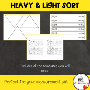 Heavy and Light Sort Cut and Paste Craft - Mrs. Strawberry