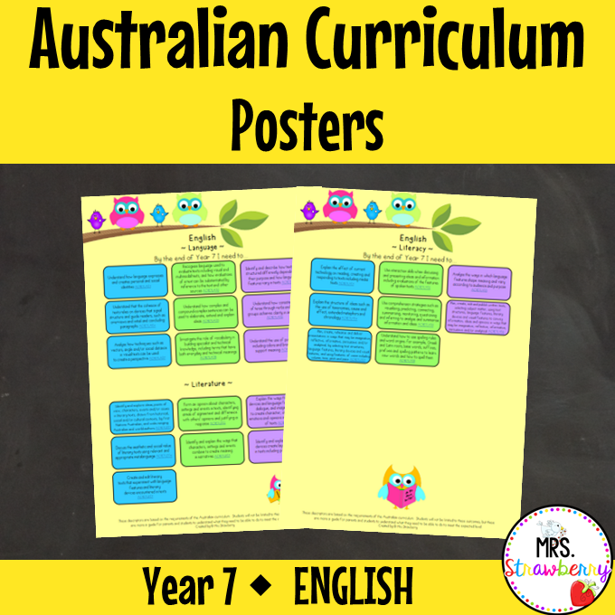 Year 7 ENGLISH Australian Curriculum Posters
