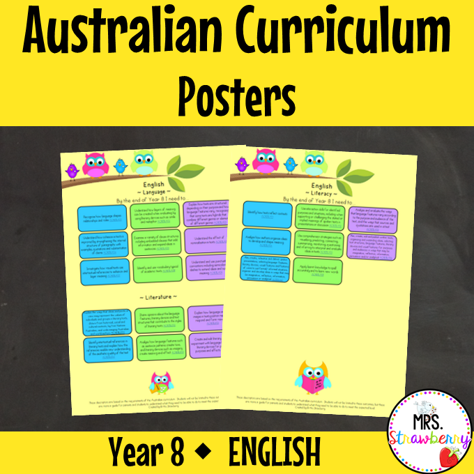 Year 8 ENGLISH Australian Curriculum Posters