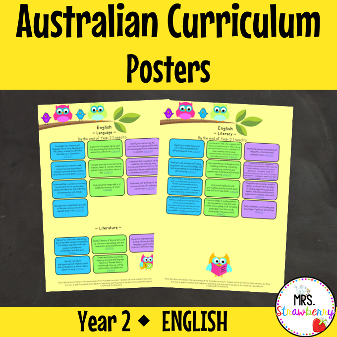 Year 2 ENGLISH Australian Curriculum Posters
