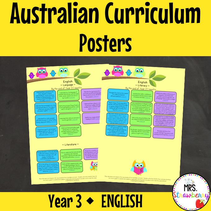 Year 3 ENGLISH Australian Curriculum Posters