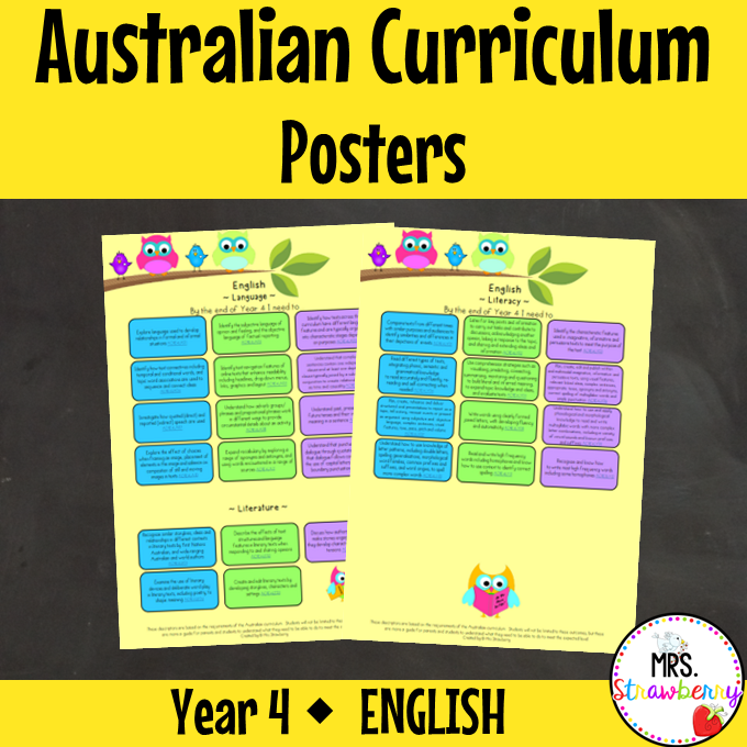 Year 4 ENGLISH Australian Curriculum Posters