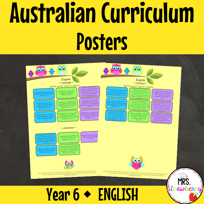 Year 6 ENGLISH Australian Curriculum Posters