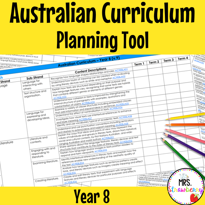 Year 8 Australian Curriculum Planning Tool