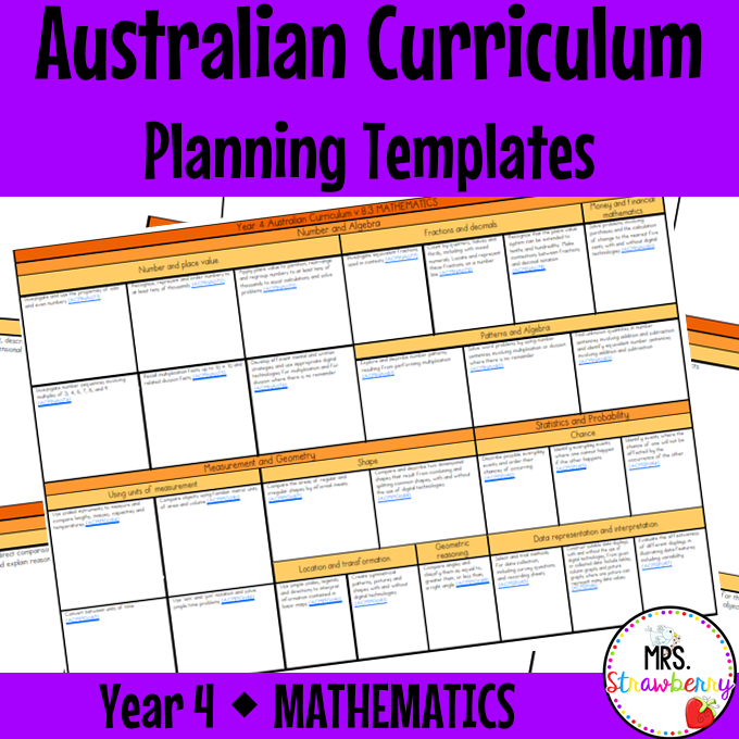 Year 4 MATHEMATICS Australian Curriculum Planning Templates EDITABLE