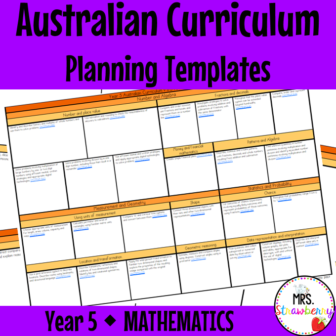 Year 5 MATHEMATICS Australian Curriculum Planning Templates EDITABLE