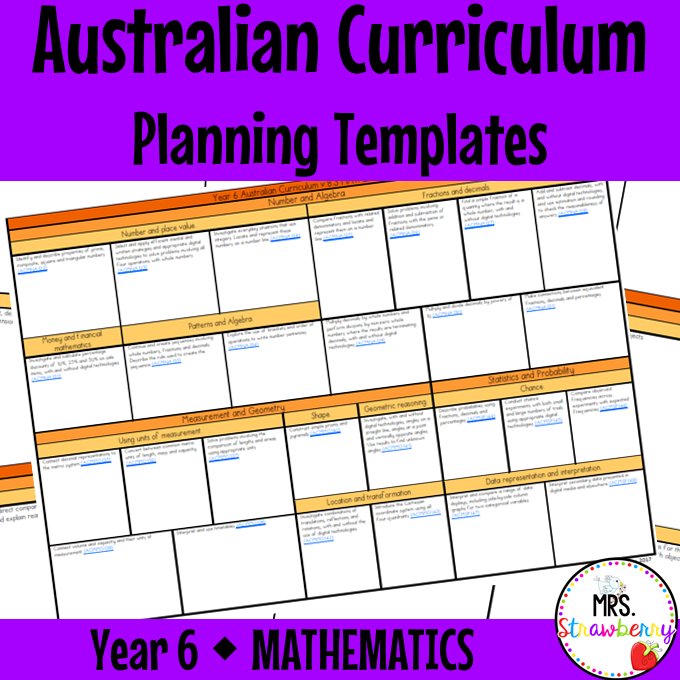 Year 6 MATHEMATICS Australian Curriculum Planning Templates EDITABLE