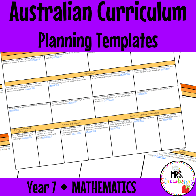 Year 7 MATHEMATICS Australian Curriculum Planning Templates EDITABLE