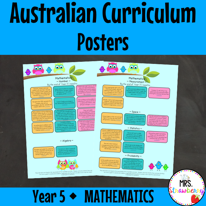 Year 5 MATHEMATICS Australian Curriculum Posters