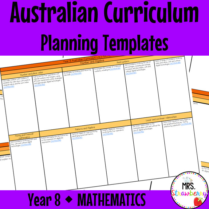 Year 8 MATHEMATICS Australian Curriculum Planning Templates EDITABLE