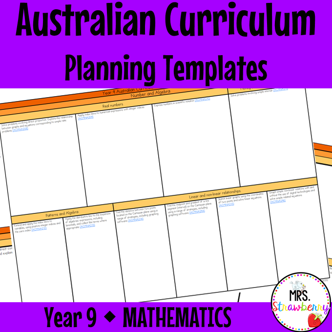 Year 9 MATHEMATICS Australian Curriculum Planning Templates EDITABLE