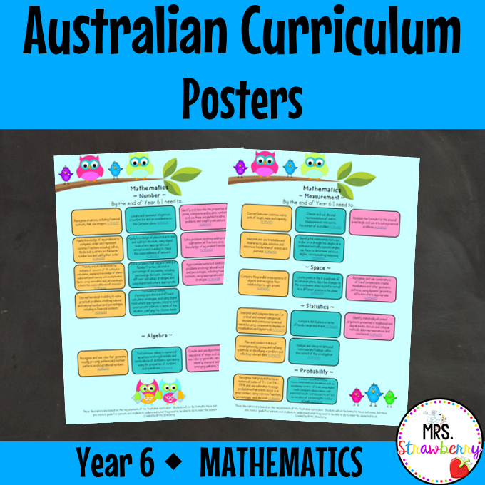 Year 6 MATHEMATICS Australian Curriculum Posters