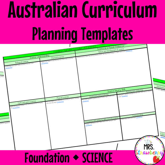 Foundation Australian Curriculum Planning Templates: Science