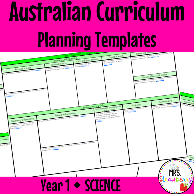 Year 1 Australian Curriculum Planning Templates: Science
