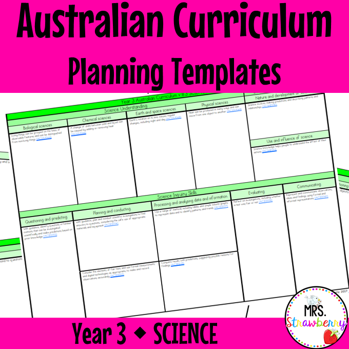 Year 3 Australian Curriculum Planning Templates: Science