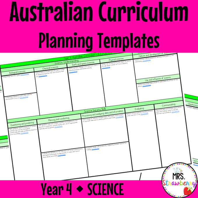 Year 4 SCIENCE Australian Curriculum Planning Templates EDITABLE