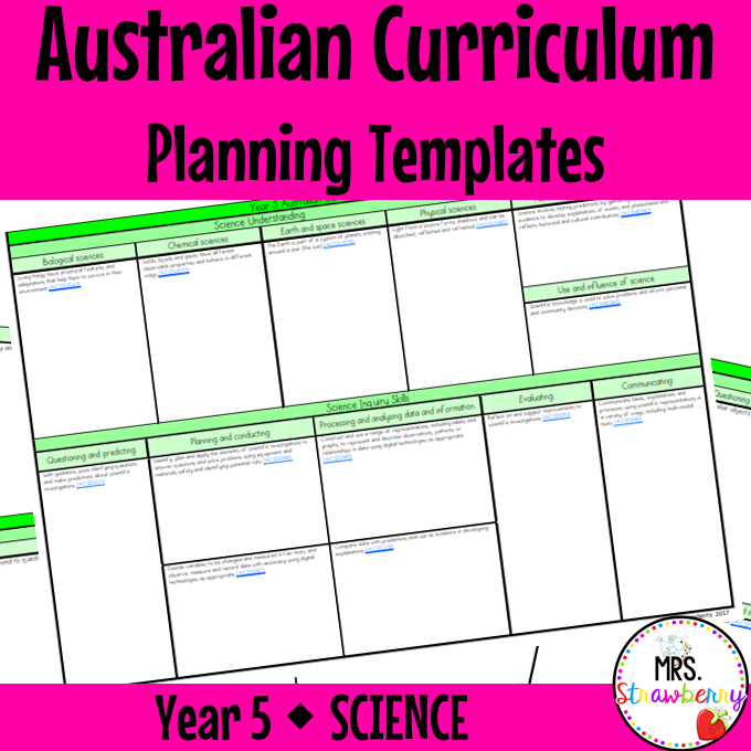 Year 5 SCIENCE Australian Curriculum Planning Templates EDITABLE