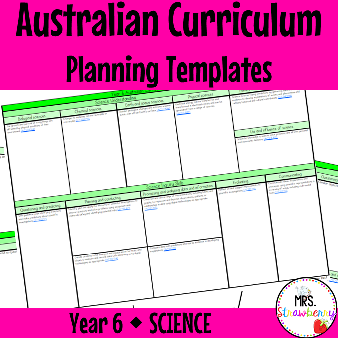 Year 6 SCIENCE Australian Curriculum Planning Templates EDITABLE