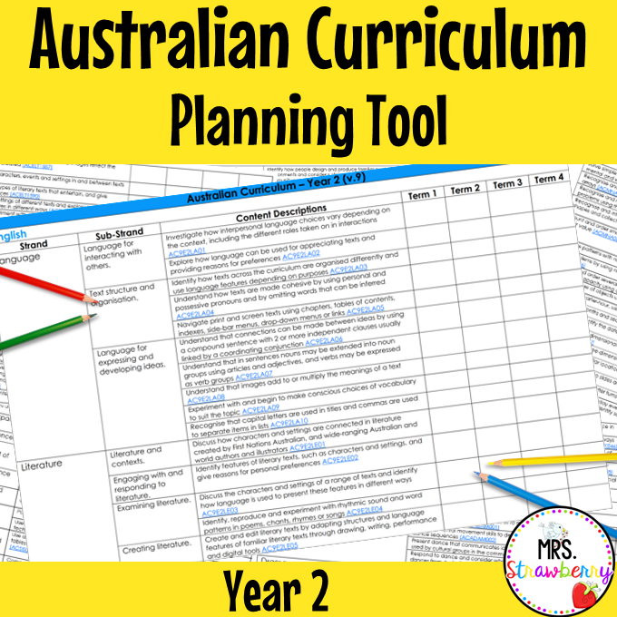 Year 2 Australian Curriculum Planning Tool