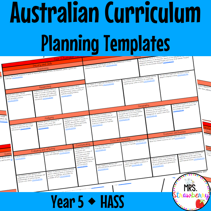 Year 5 HASS Australian Curriculum Planning Templates EDITABLE