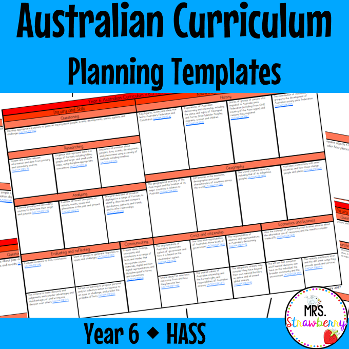 Year 6 HASS Australian Curriculum Planning Templates EDITABLE