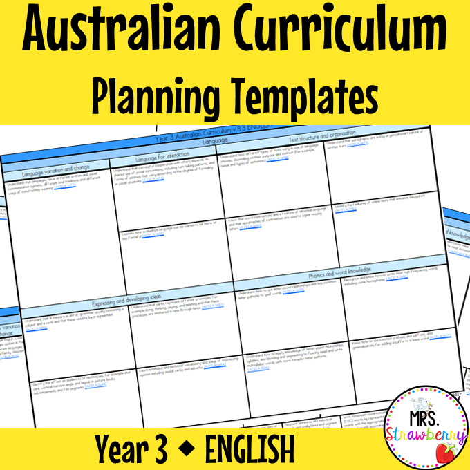 Year 3 Australian Curriculum Planning Templates: English