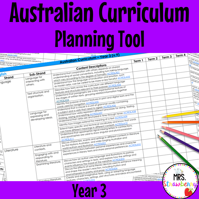 Year 3 Australian Curriculum Planning Tool