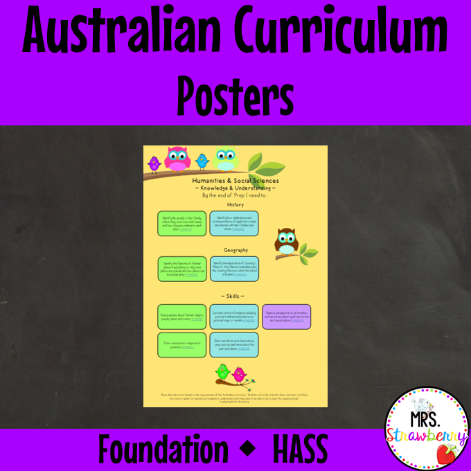 Foundation HASS Australian Curriculum Posters