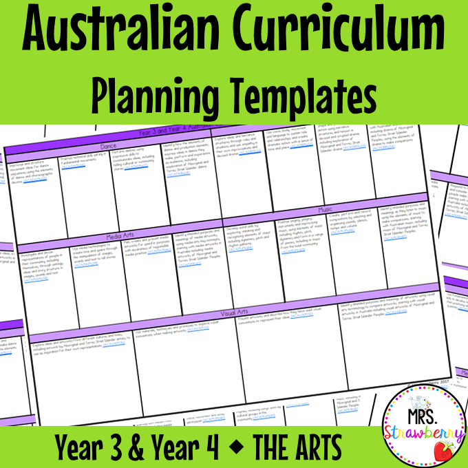Year 3 and Year 4 THE ARTS Australian Curriculum Planning Templates EDITABLE