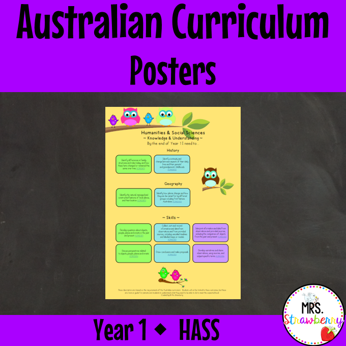 Year 1 HASS Australian Curriculum Posters