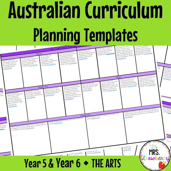 Year 5 and Year 6 THE ARTS Australian Curriculum Planning Templates EDITABLE