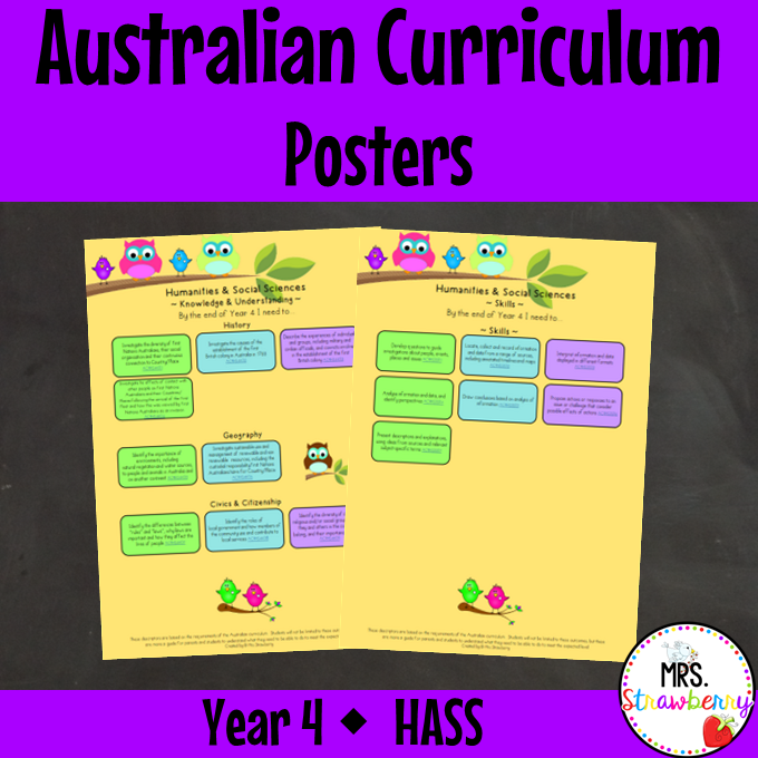Year 4 HASS Australian Curriculum Posters
