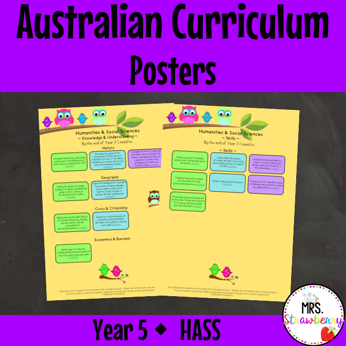 Year 5 HASS Australian Curriculum Posters