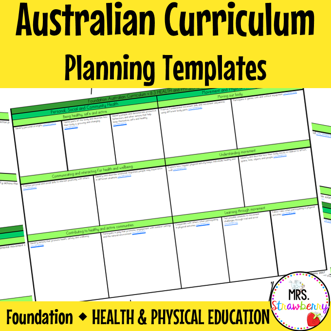 Foundation Australian Curriculum Planning Templates: Health and PE