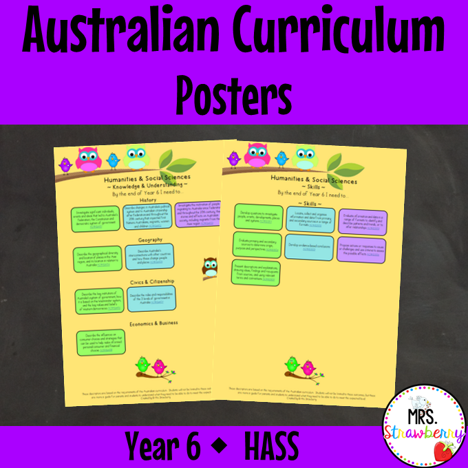 Year 6 HASS Australian Curriculum Posters