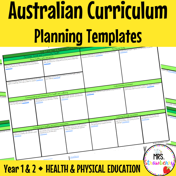 Year 1 and Year 2 Australian Curriculum Planning Templates: Health and PE