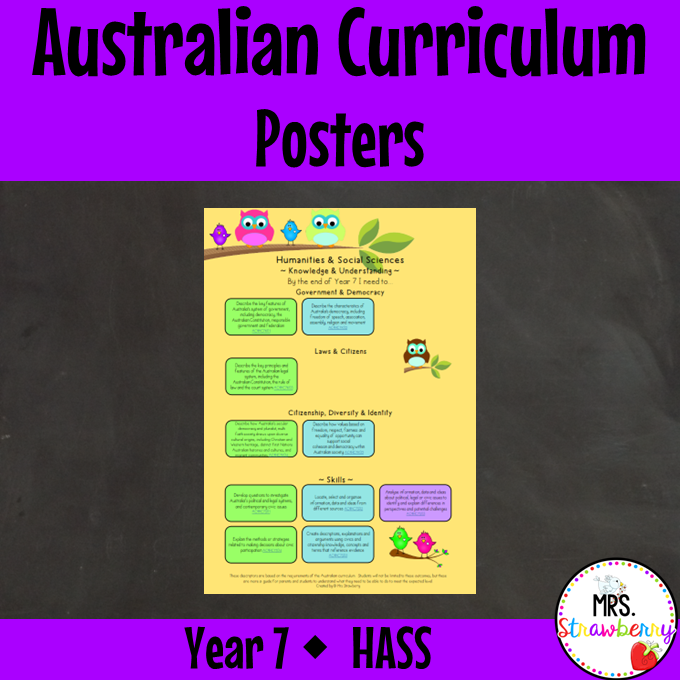 Year 7 HASS Australian Curriculum Posters