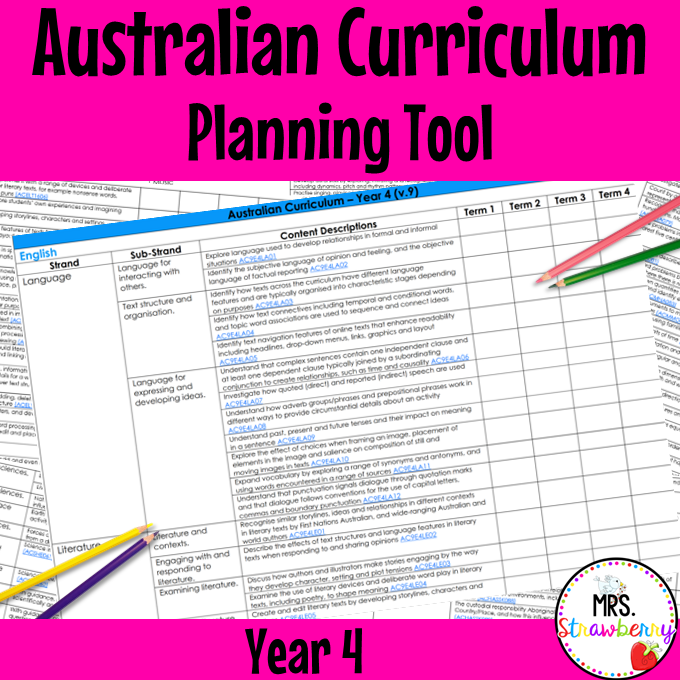 Year 4 Australian Curriculum Planning Tool