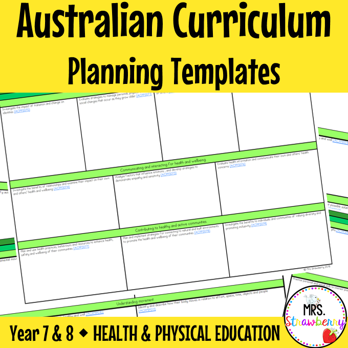 Year 7 and 8 HEALTH AND PHYSICAL EDUCATION Australian Curriculum Planning Template