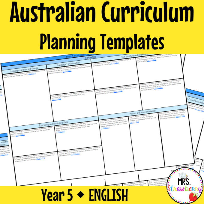Year 5 ENGLISH Australian Curriculum Planning Templates EDITABLE