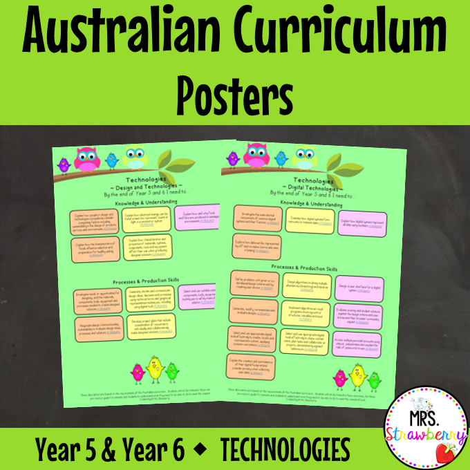 Year 5 and Year 6 TECHNOLOGIES Australian Curriculum Posters