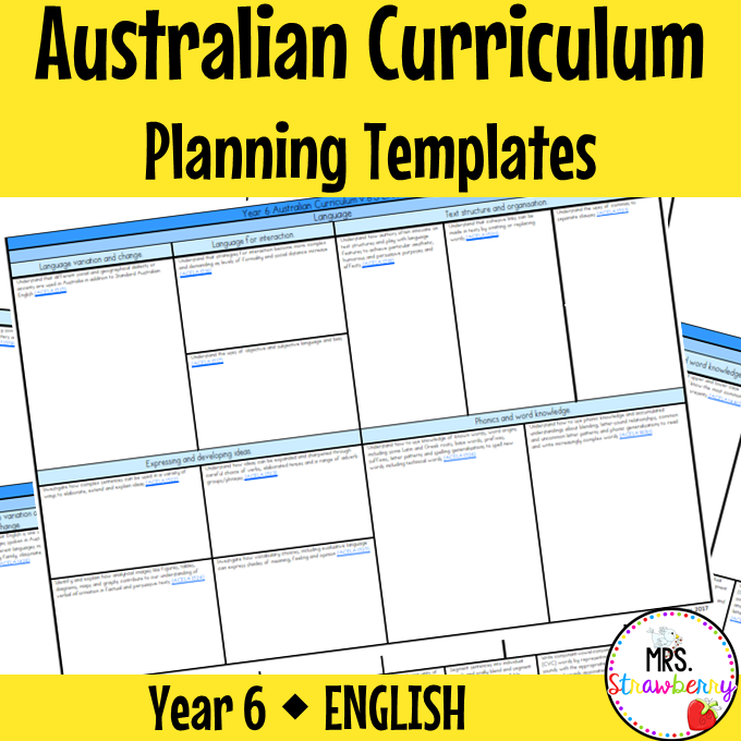 Year 6 ENGLISH Australian Curriculum Planning Templates EDITABLE
