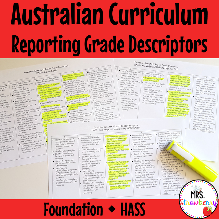 Foundation HASS Australian Curriculum Reporting Grade Descriptors