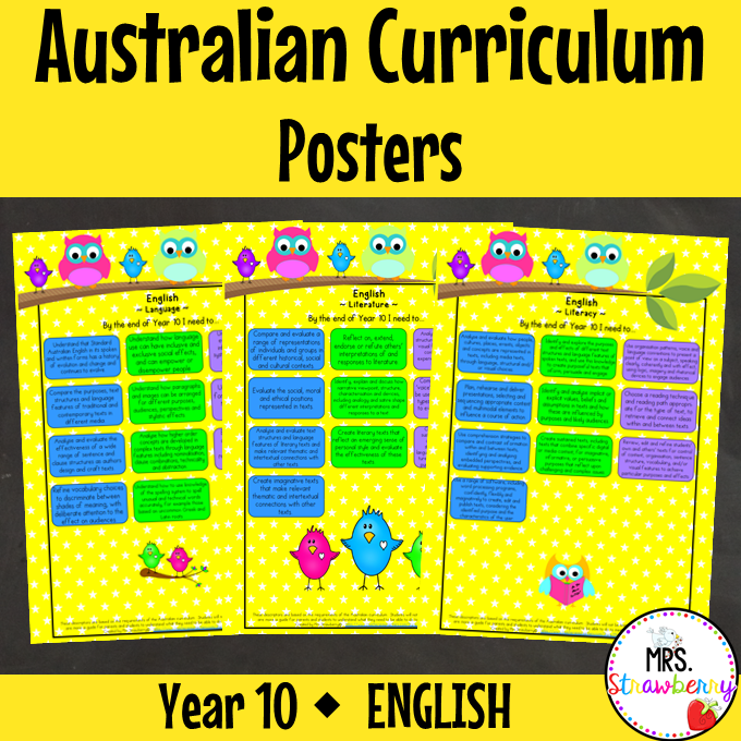 Year 10 ENGLISH Australian Curriculum Posters