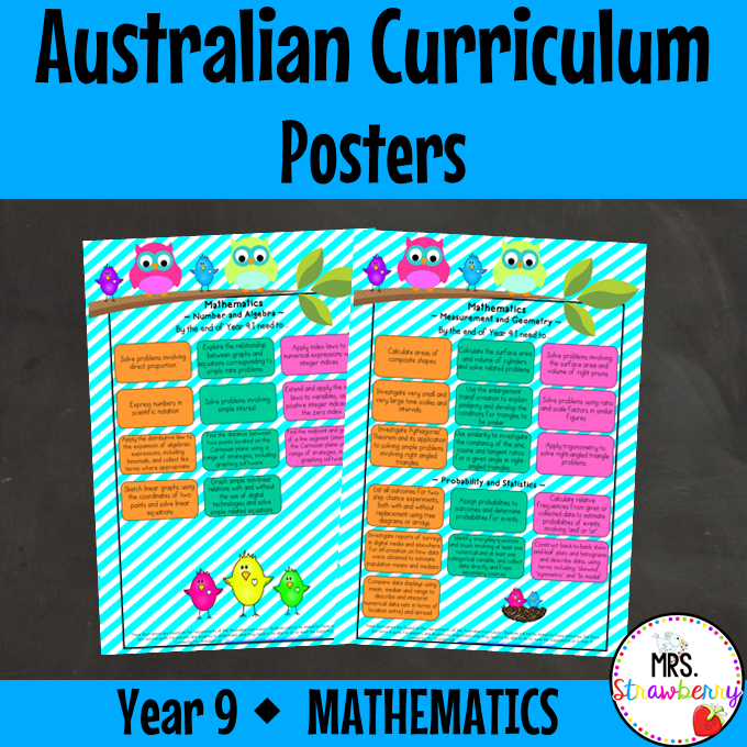 Year 9 MATHEMATICS Australian Curriculum Posters
